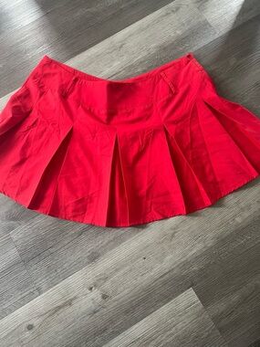 SHEIN Red Pleated Mini Skirt